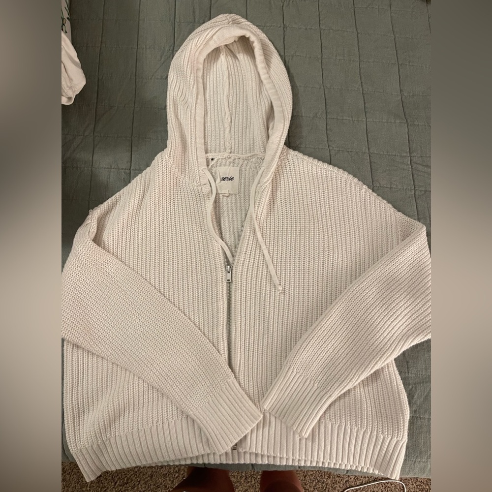 Aerie knit coastal grandmother vibes hoodie sweater